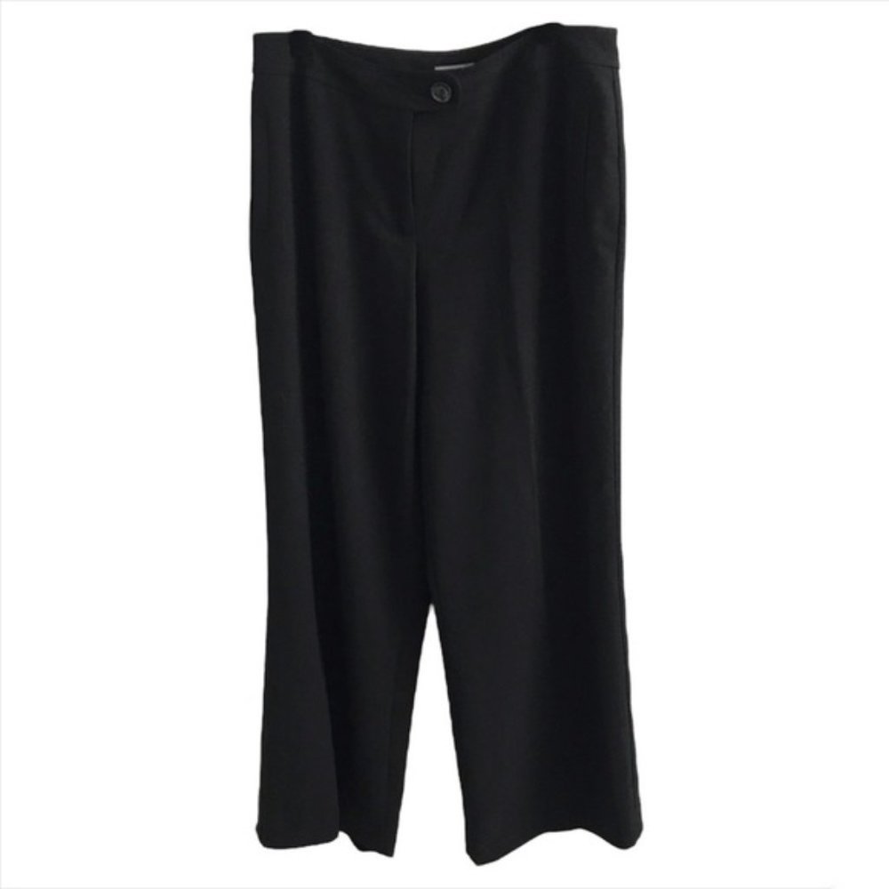 Investments Womens Straight / Wide Leg Trouser Pant Black Linen-Feel 16 Reg